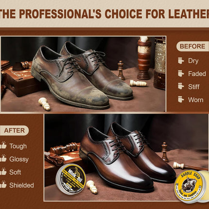 Leather Boot Care Kit with Mink Oil & Saddle Soap