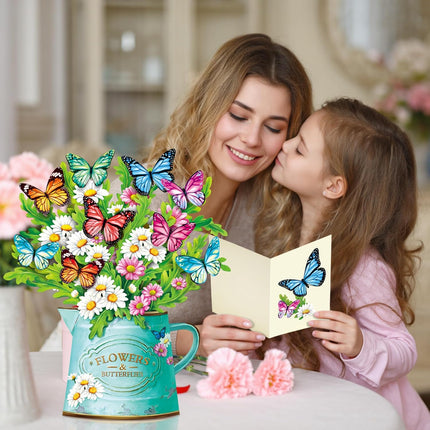 Paper Pop-Up Flower Greeting Card with Note Card and Envelope