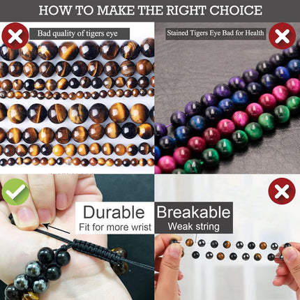 Triple Protection Men's Natural Stone Bead Stretch Bracelet
