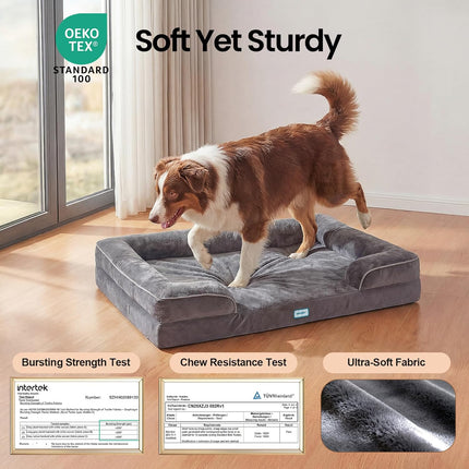 Orthopedic Dog Bed Couch and Cat Sofa for Large Pets, 35-Inch Gray