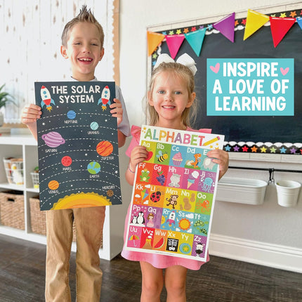 16 Laminated Educational Posters for Pre-K, Toddler Homeschool, Preschool, and Kindergarten Classroom Decor