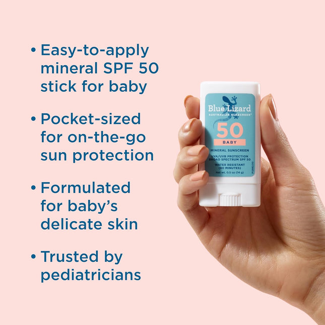 Baby Mineral Sunscreen Stick with Zinc Oxide, SPF 50+, .5 oz