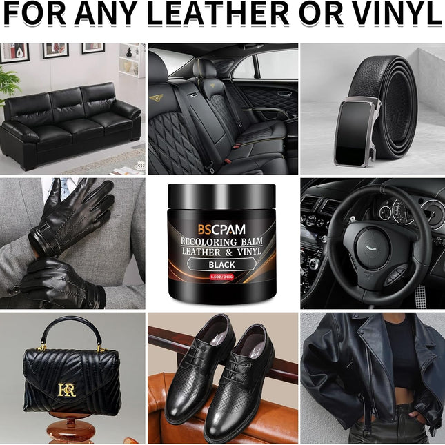 Black Leather Recoloring Balm for Furniture and Car Interiors