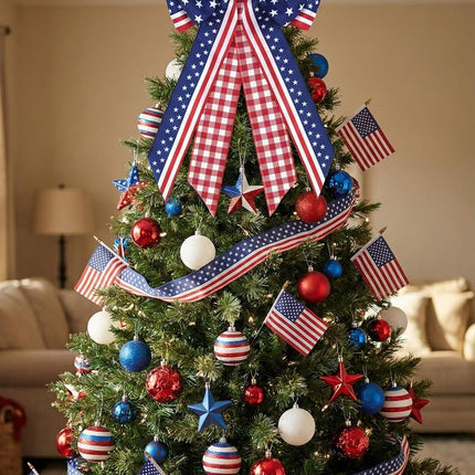 Large Patriotic Wreath Bow for Front Door Decor