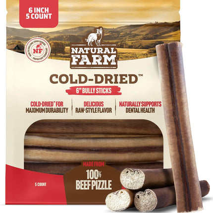 Cold-Dried™ Bully Sticks 6 Inch, 5 Count, Single Ingredient Beef Dog Chews