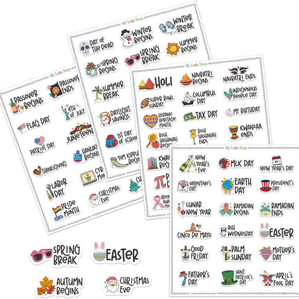 Holiday Planner Stickers for Planners and Journaling, 4 Sheets