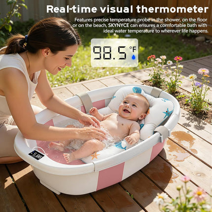 Collapsible Baby Bathtub for Newborns to Toddlers, Pink