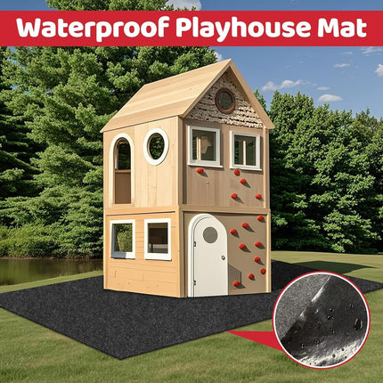 71 Inches x 55 Inches Large Outdoor Playhouse Mat, Waterproof with Non-Slip Bottom and Soft Felt Top