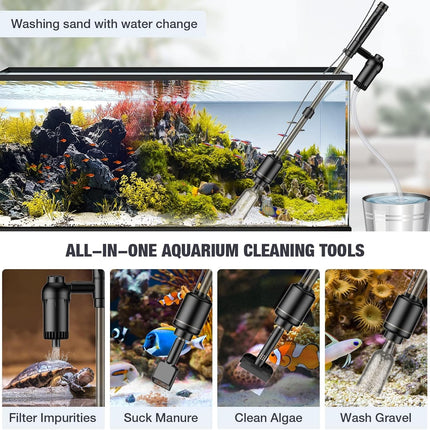 PawHaven RefugioPata AKKEE Aquarium Vacuum Gravel Cleaner, 18W Electric Fish Tank Cleaner Vacuum — Pet Supplies