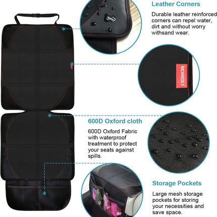 2 Pack Black Waterproof Car Seat Protectors with Thick Padding
