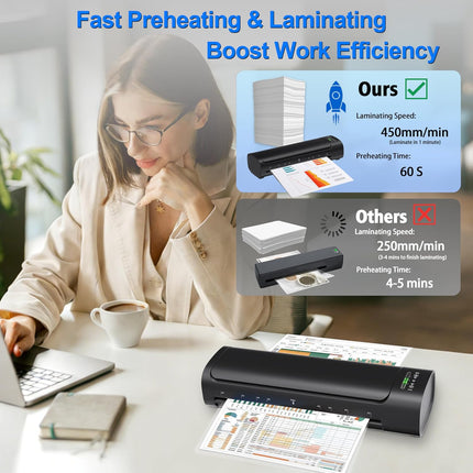 SourcetoHome 13 Inch Laminator Machine with 30 Laminating Sheets, A3 11-in-1 Hot & Cold Thermal Laminator for Teachers, 60S Fast Warm-Up, 450mm/min, Never-Jam Design Laminate Machine for Home, Office, School - General - detail view 2