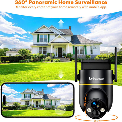 Solar Powered Outdoor Wireless 4MP HD PTZ Security Camera
