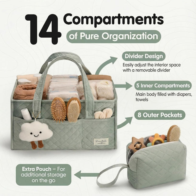 Baby Diaper Caddy Organizer and Portable Nursery Basket