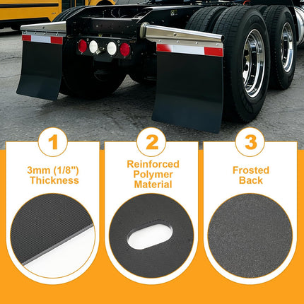 DriveForge ForjaRuta 24"x24" Black Polymer Mud Flaps with 24"x3" Reflective Tape — Auto & Moto