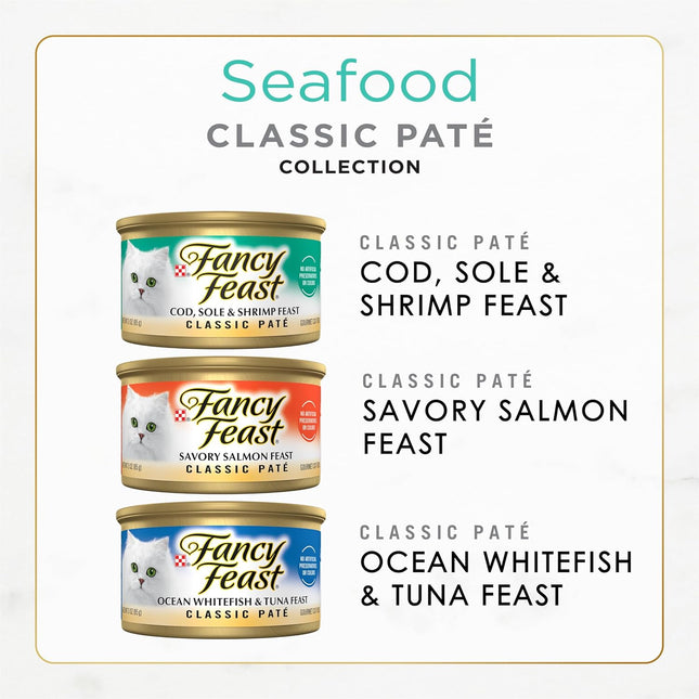 Seafood Classic Pate Grain Free Wet Cat Food Variety Pack, 30 Cans