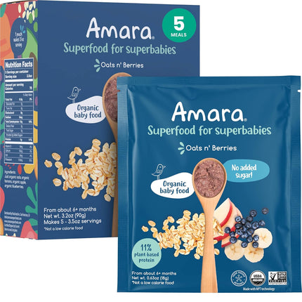 Organic Stage 2 Oats & Berries Baby Cereal Pouches