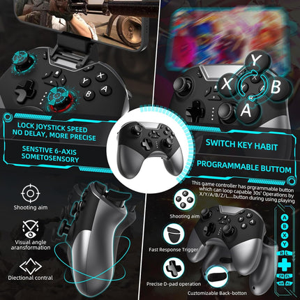 Bluetooth Wireless Game Controller with Phone Clip