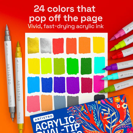 24 Acrylic Paint Markers for Drawing and Crafts