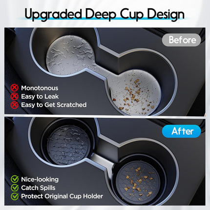 Universal Waterproof Non-Slip Car Cup Coasters, 2 Pack Black