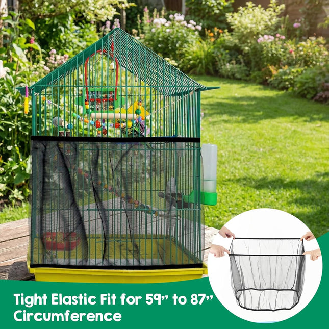 2-Piece Adjustable Bird Cage Seed Catcher Mesh Cover
