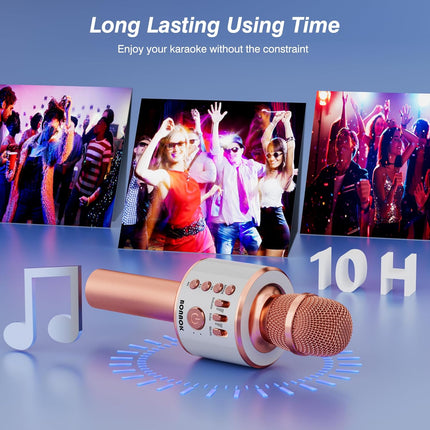Wireless Bluetooth Karaoke Microphone, 3-in-1 Portable Handheld Mic Speaker Machine, Rose Gold