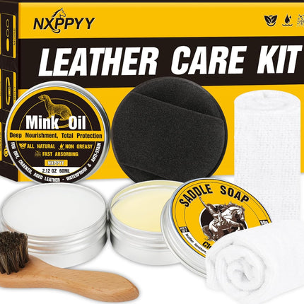 Leather Boot Care Kit with Mink Oil & Saddle Soap