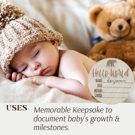 LittleNest NidoPequeño Wooden Baby Birth Announcement – Custom Engraved Newborn Plaque — Baby & Toddler