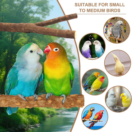 7-Piece Bird Perches for Cage - Wooden Parrot Stand with Fork Toys, Hanging Multi-Branch Platform, Hammock Swing, Gym Playstand & Chewing Toys