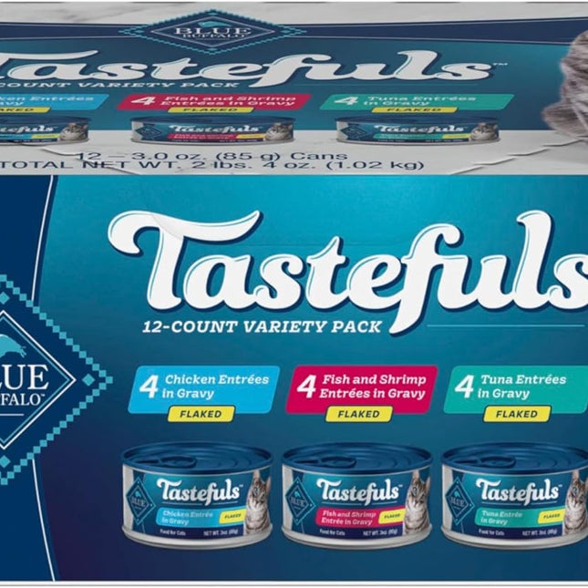 Tastefuls Flaked Adult Wet Cat Food Variety Pack, 3 oz Cans, 12 Count