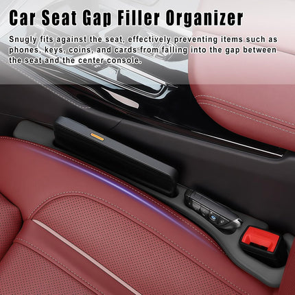 2-Piece Black Car Seat Gap Filler Organizer