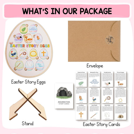Easter Story Eggs Puzzle Wooden for Kids, Christian Church Gifts, Easter Basket Stuffers Gifts for Teen, Kids, Resurrection Jesus Story