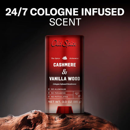Aluminum Free Men's Deodorant, Cashmere + Vanilla Wood Scent, 3.0 oz