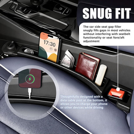 2-Piece Black Car Seat Gap Filler Organizer