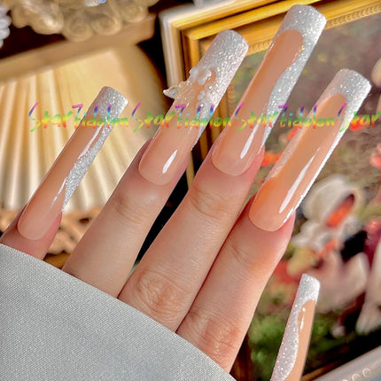 PawHaven RefugioPata PAINTED White False Nails Set Coffin Press on Nails Pressons Kit Medium — Pet Supplies