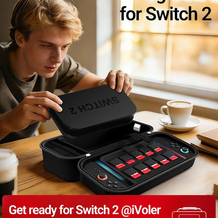 Large Capacity Black Travel Case for Switch 2/Switch/OLED