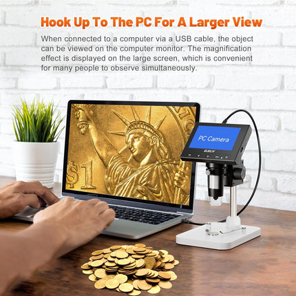 LCD Digital Coin Microscope 1000x, 4.3-Inch