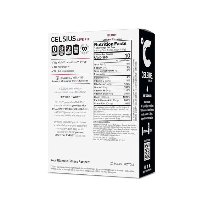 On-The-Go Energy Powder Stick Packs, Zero Sugar (14 Sticks)