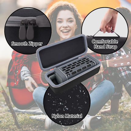Hard Shell Protective Storage Case for Outdoor Portable Speaker, Black