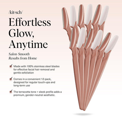Terracotta Dermaplane Facial Razors, 12 pcs
