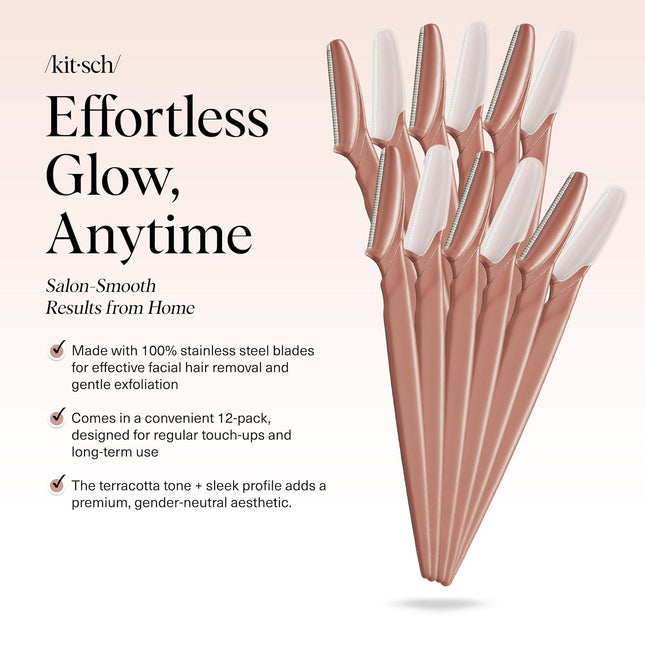 Terracotta Dermaplane Facial Razors, 12 pcs