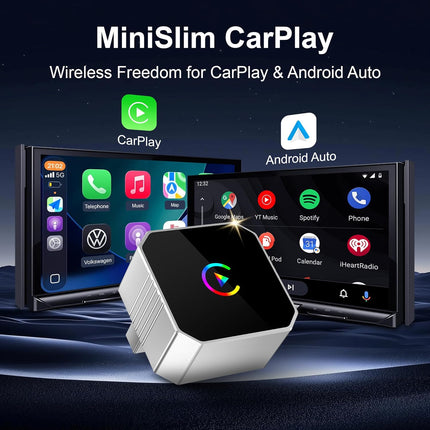 2026 Upgraded Mini Wireless 2-in-1 Car Infotainment Adapter, Plug & Play, Silver