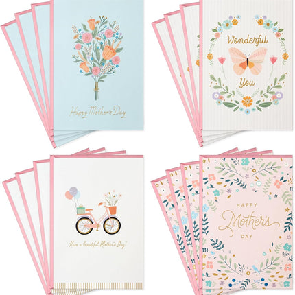 Mother's Day Cards Assortment, Flowers - 16 Cards with Envelopes