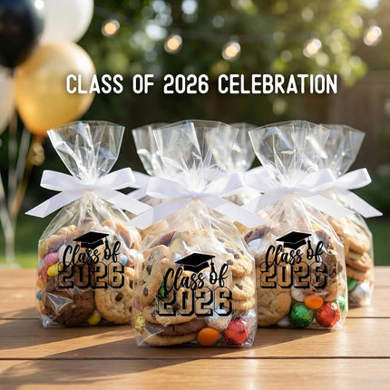 60pcs Class of 2026 Graduation Stickers, 2 Inch Clear Gold Foil Waterproof Vinyl Seals