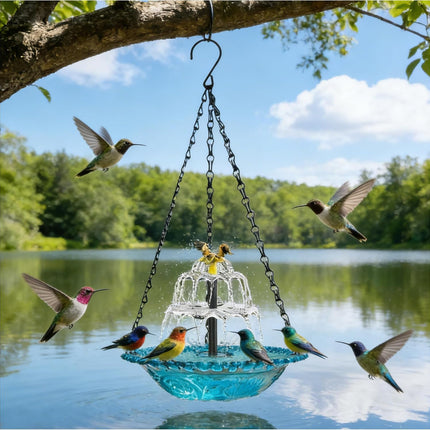 HomeChef ChefDelHogar Solar Cascade Hanging Bird Bath, 3-Layer Powered Birdbath Water Fountain — Kitchen & Home