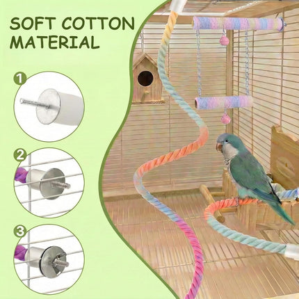 3-Piece Bendable Bird Rope Perch Set for Cages