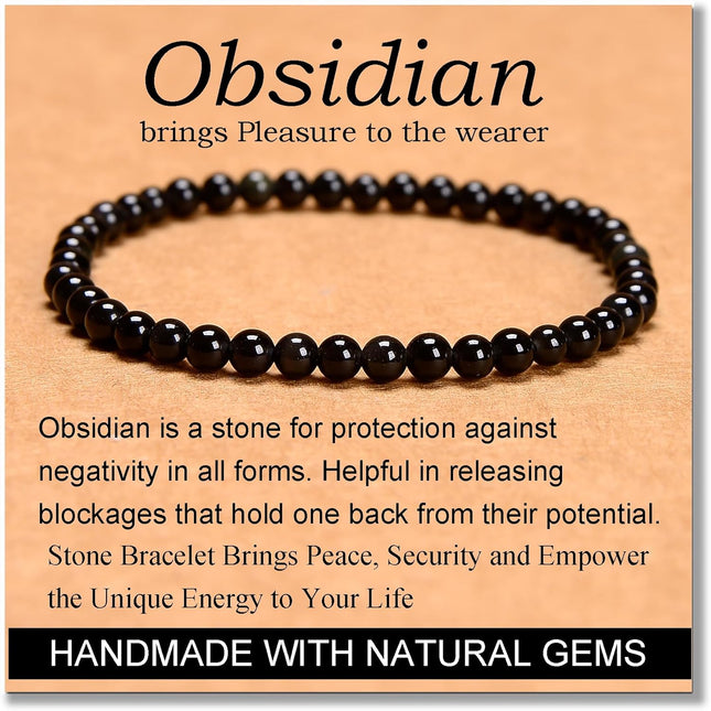Black Obsidian 4mm Stretch Yoga Bracelet