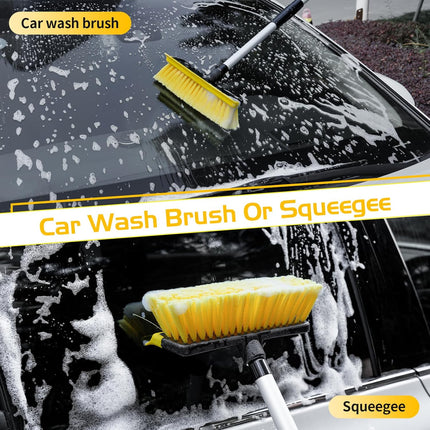 56-Inch Long Handle Car Wash Brush with Soft Bristle and Squeegee