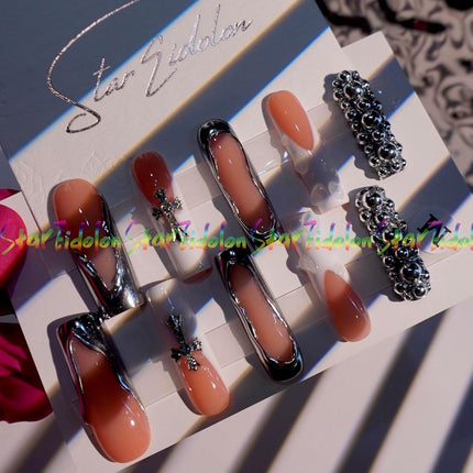Painted White Neon Long French Press-On Nails