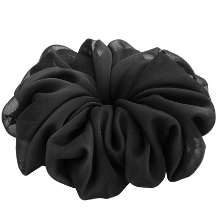 Large Black Chiffon Scrunchie Ponytail Holder