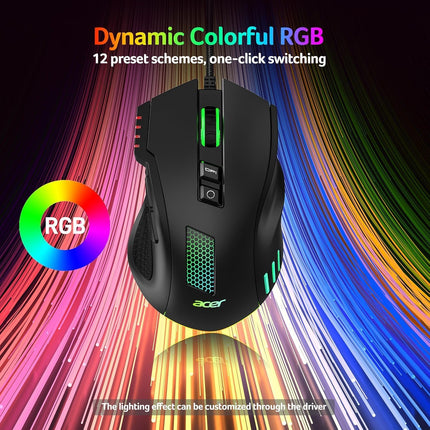 Wired RGB Gaming Mouse with 12,800 DPI and 8 Programmable Buttons